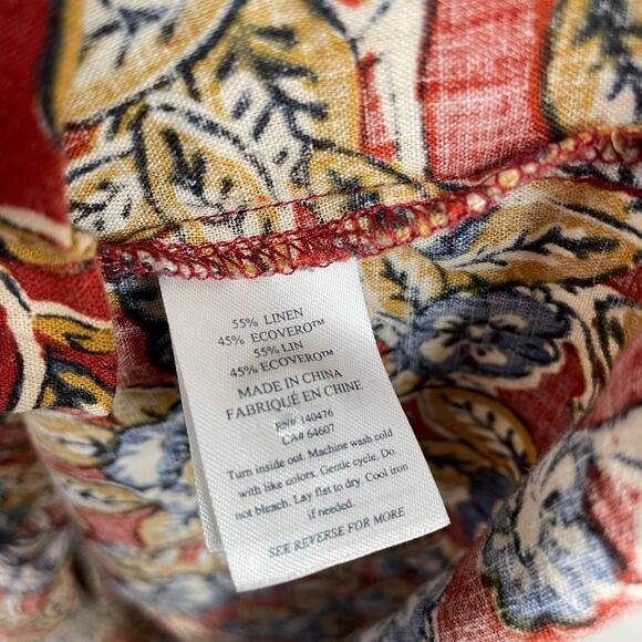 Faherty Carmel Linen Blend Belted Midi Dress Red Desert Bloom Flowy Classic XXL - Picture 17 of 17